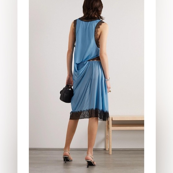 NWT Christopher Esber Tucked Negligee Slip Dress Cutout Tucked Chiffon Blue 10 - Picture 2 of 15